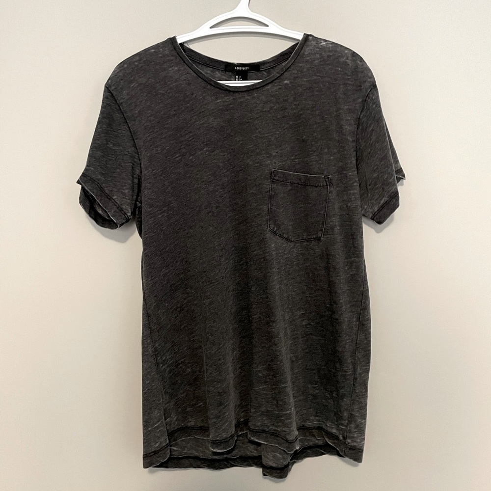 Oversized Distressed Grey Acid Wash Tee
